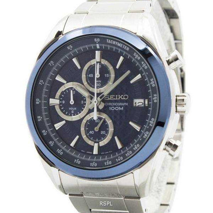 Orologio da uomo con cronografo Seiko ricondizionato quadrante blu al quarzo SSB177 SSB177P1 SSB177P 100M