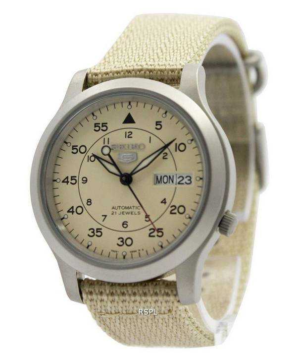 Orologio da uomo automatico con quadrante beige militare Seiko 5 ricondizionato SNK803 SNK803K2 SNK803K