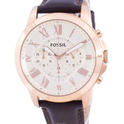 Orologio da uomo Fossil Grant Chronograph in pelle marrone al quarzo FS4991IE ricondizionato