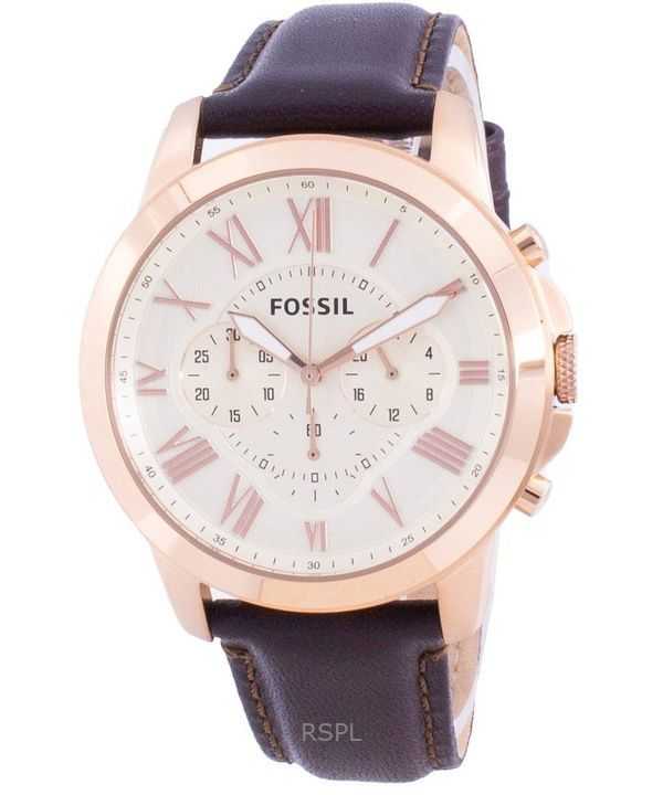 Orologio da uomo Fossil Grant Chronograph in pelle marrone al quarzo FS4991IE ricondizionato