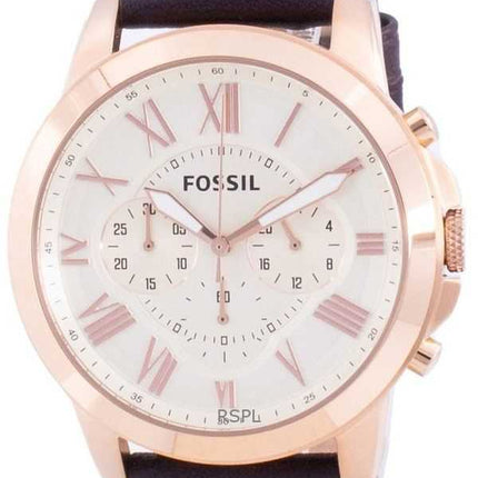 Orologio da uomo Fossil Grant Chronograph in pelle marrone al quarzo FS4991IE ricondizionato