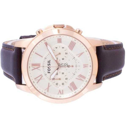 Orologio da uomo Fossil Grant Chronograph in pelle marrone al quarzo FS4991IE ricondizionato
