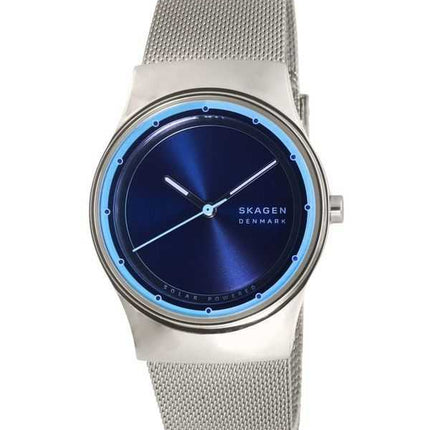Orologio da donna Skagen Sol SKW3024 con cinturino in maglia di acciaio inossidabile e quadrante blu oceano, ricondizionato e al