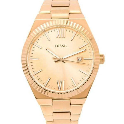 Orologio da donna Fossil Scarlette Rose Gold in acciaio inossidabile Rose Gold Sunray Dial Quartz ES5258 ricondizionato