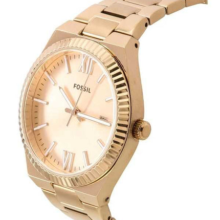 Orologio da donna Fossil Scarlette Rose Gold in acciaio inossidabile Rose Gold Sunray Dial Quartz ES5258 ricondizionato