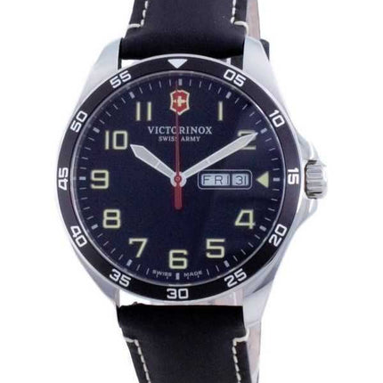 Orologio da uomo Victorinox Fieldforce in pelle con quadrante nero al quarzo 241846 100M ricondizionato