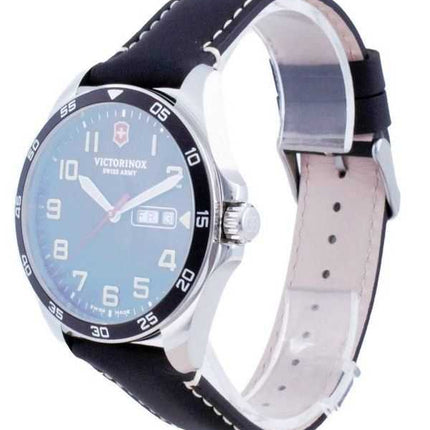 Orologio da uomo Victorinox Fieldforce in pelle con quadrante nero al quarzo 241846 100M ricondizionato