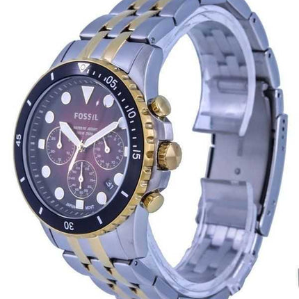 Orologio da uomo Fossil FB-01 Cronografo bicolore in acciaio inossidabile con quadrante rosso al quarzo FS5881 100M ricondiziona