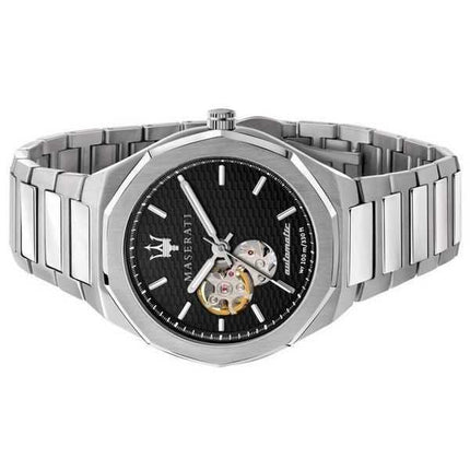 Orologio da uomo Maserati Stile Open Heart ricondizionato con quadrante nero in acciaio inossidabile automatico R8823142002 100M