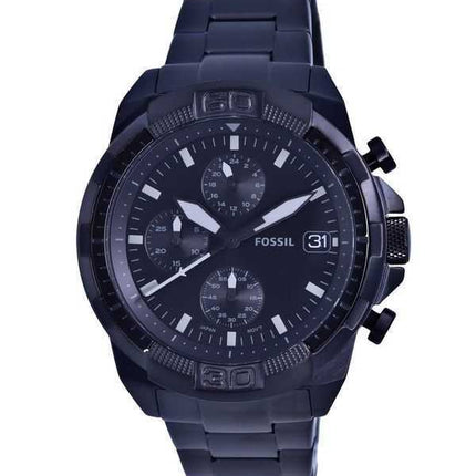 Orologio da uomo Fossil Bronson Chronograph in acciaio inossidabile con quadrante nero al quarzo FS5853 ricondizionato