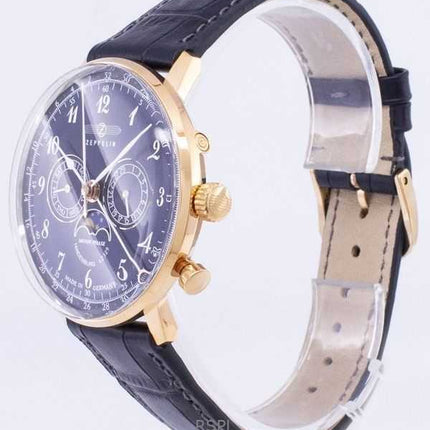 Orologio da uomo Zeppelin LZ 129 Hindenburg con quadrante blu, prodotto in Germania, al quarzo 70383, ricondizionato