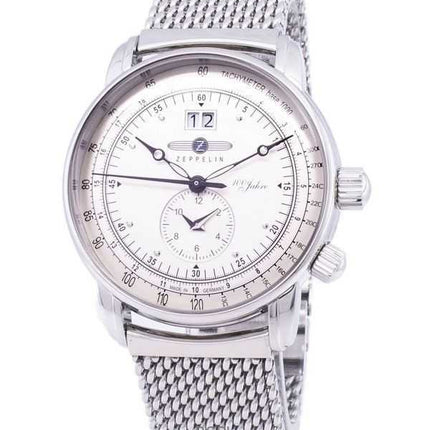 Orologio da uomo Zeppelin 100 Years ED.1 con quadrante argentato, prodotto in Germania, al quarzo 7640M1, ricondizionato