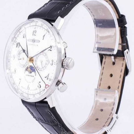 Orologio da uomo Zeppelin LZ 129 Hindenburg con quadrante argento, prodotto in Germania, al quarzo 70361, ricondizionato