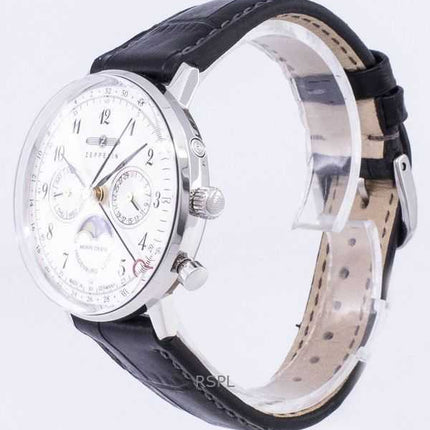 Orologio da uomo Zeppelin LZ 129 Hindenburg con quadrante argento, prodotto in Germania, al quarzo 70371, ricondizionato