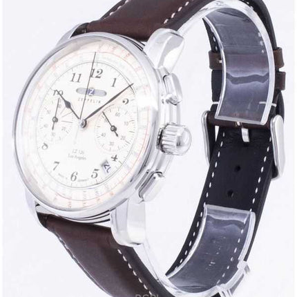 Orologio da uomo Zeppelin LZ126 Cronografo quadrante beige, prodotto in Germania, al quarzo 76145, ricondizionato