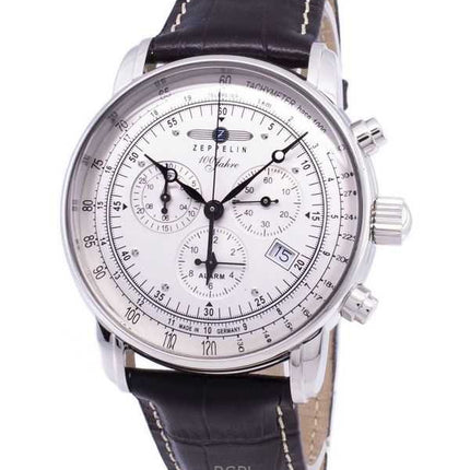 Orologio da uomo Zeppelin 100 Years ED.1 Cronografo con quadrante bianco, prodotto in Germania, al quarzo, 76801, ricondizionato