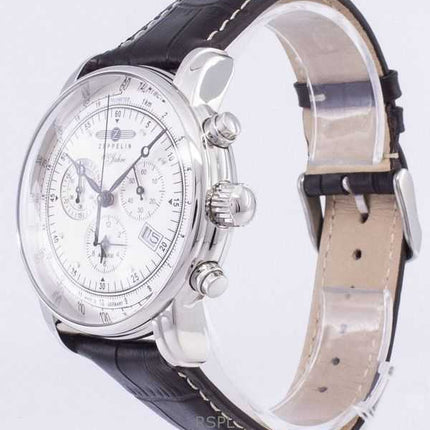 Orologio da uomo Zeppelin 100 Years ED.1 Cronografo con quadrante bianco, prodotto in Germania, al quarzo, 76801, ricondizionato