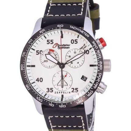 Orologio da uomo Zeppelin Eurofighter Cronografo con cinturino in pelle quadrante beige al quarzo 72985 100M ricondizionato