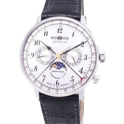 Orologio da uomo Zeppelin LZ 129 Hindenburg con quadrante argento, prodotto in Germania, al quarzo 70361, ricondizionato