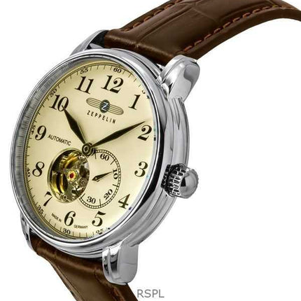 Orologio da uomo Zeppelin LZ127 Graf Cream Dial ricondizionato, automatico, prodotto in Germania, 76665