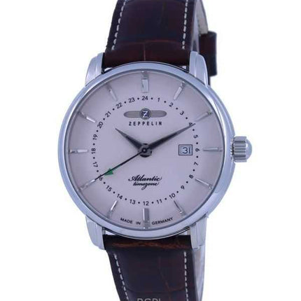 Orologio da uomo Zeppelin Atlantic con cinturino in pelle e quadrante beige al quarzo 84425 ricondizionato