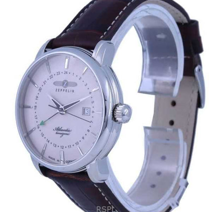 Orologio da uomo Zeppelin Atlantic con cinturino in pelle e quadrante beige al quarzo 84425 ricondizionato