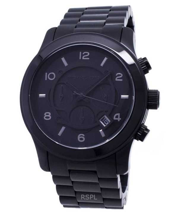 Orologio da uomo Michael Kors Runway Chronograph MK8157 100M in acciaio inossidabile con quadrante nero e quarzo, ricondizionato