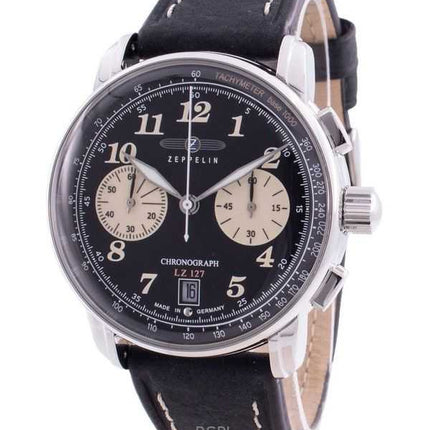 Orologio da uomo Zeppelin LZ127 Cronografo con cinturino in pelle e quadrante nero al quarzo 86743 ricondizionato