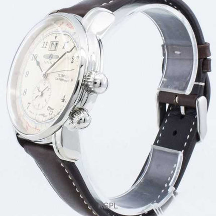 Orologio da uomo Zeppelin LZ126 Los Angeles con cinturino in pelle e quadrante beige al quarzo 86445 ricondizionato