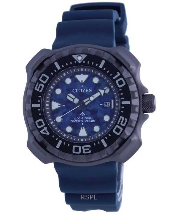 Orologio da uomo Citizen Promaster Eco-Drive Diver&#39;s BN0227-09L 200M con cinturino in poliuretano e quadrante blu, ricondizi