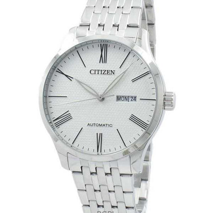 Orologio da uomo Citizen in acciaio inossidabile con quadrante bianco testurizzato automatico NH8350-59A ricondizionato