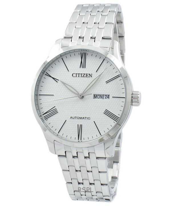 Orologio da uomo Citizen in acciaio inossidabile con quadrante bianco testurizzato automatico NH8350-59A ricondizionato