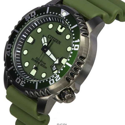 Orologio da uomo Citizen Promaster Marine Eco-Drive Diver's BN0157-11X 200M con cinturino in gomma e quadrante verde, ricond