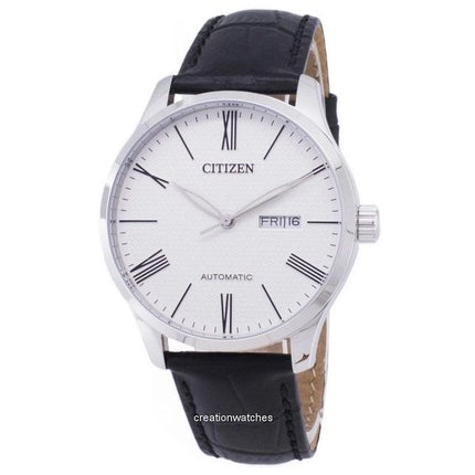 Orologio da uomo Citizen Analogico con cinturino in pelle e quadrante bianco, automatico, NH8350-08A, ricondizionato