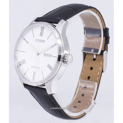 Orologio da uomo Citizen Analogico con cinturino in pelle e quadrante bianco, automatico, NH8350-08A, ricondizionato