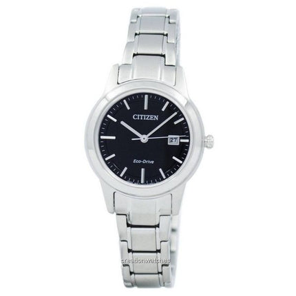 Orologio da donna Citizen in acciaio inossidabile con quadrante nero Eco-Drive FE1081-59E ricondizionato