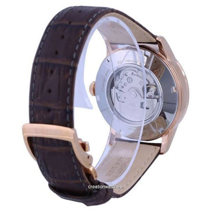 Orologio da uomo Orient Classic con cinturino in pelle, sole e luna, quadrante champagne, automatico RA-AK0007S10B, ricondiziona