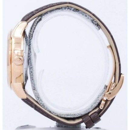 Orologio da uomo Orient Sun And Moon ricondizionato con cinturino in pelle e quadrante marrone scuro automatico SAK00003T0