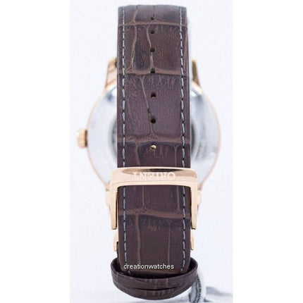 Orologio da uomo Orient Sun And Moon ricondizionato con cinturino in pelle e quadrante marrone scuro automatico SAK00003T0