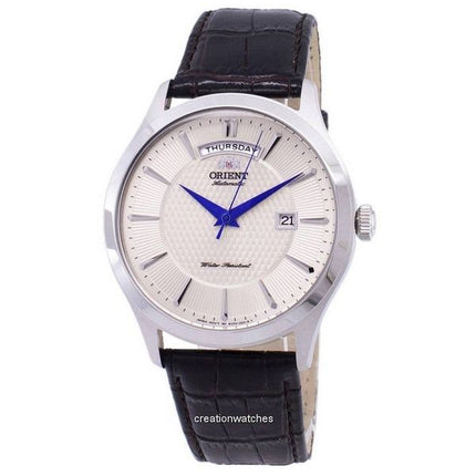 Orologio da uomo Orient Union ricondizionato con cinturino in pelle e quadrante argentato automatico FEV0V004SH