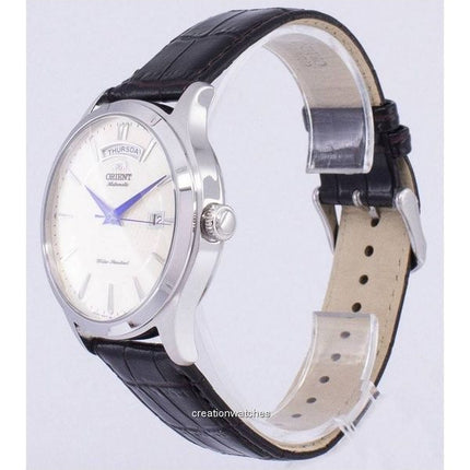 Orologio da uomo Orient Union ricondizionato con cinturino in pelle e quadrante argentato automatico FEV0V004SH