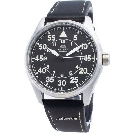 Orologio da uomo Orient Pilot Flight con cinturino in pelle e quadrante nero, RA-AC0H03B10B, automatico, 100 m, ricondizionato