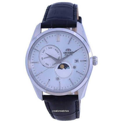 Orologio da uomo Orient Sun And Moon Gen 5 con cinturino in pelle e quadrante bianco, automatico, RA-AK0310S00C, ricondizionato