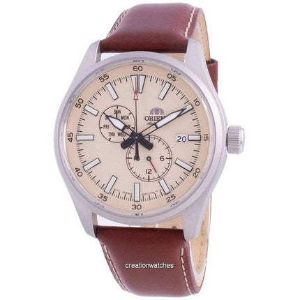 Orologio da uomo Orient Defender ricondizionato con cinturino in pelle e quadrante champagne automatico RA-AK0405Y10B 100M