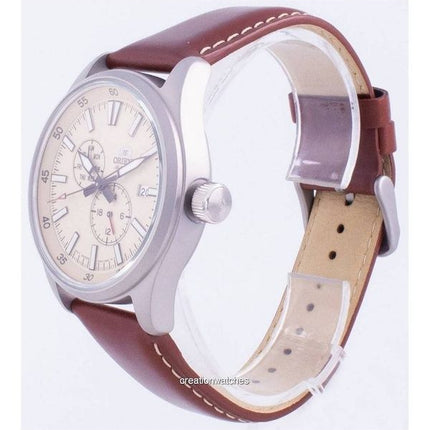 Orologio da uomo Orient Defender ricondizionato con cinturino in pelle e quadrante champagne automatico RA-AK0405Y10B 100M