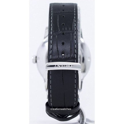 Orologio da uomo Orient Sun And Moon ricondizionato con cinturino in pelle e quadrante nero automatico SAK00004B