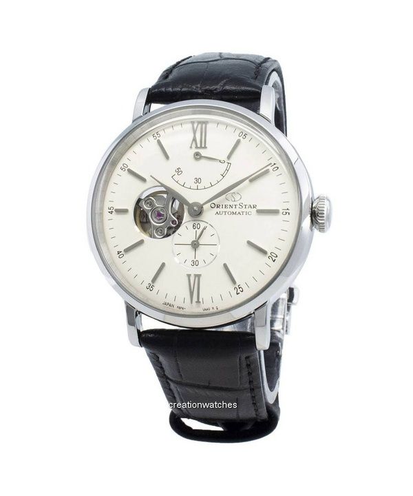 Orologio da uomo Orient Star Classic con cinturino in pelle Open Heart Cream Dial Automatic RE-AV0002S00B ricondizionato