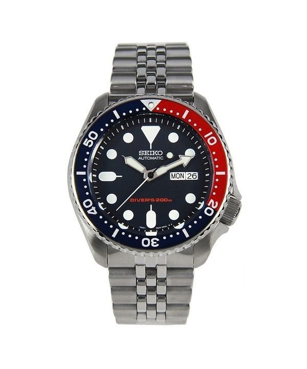 Orologio da uomo Seiko Jubilee in acciaio inossidabile con quadrante blu scuro, automatico, subacqueo, SKX009K2, 200 m, ricondiz