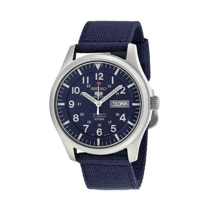 Orologio da uomo Seiko 5 Sports ricondizionato con cinturino in nylon e quadrante blu automatico SNZG11K1 100M