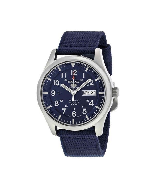 Orologio da uomo Seiko 5 Sports ricondizionato con cinturino in nylon e quadrante blu automatico SNZG11K1 100M